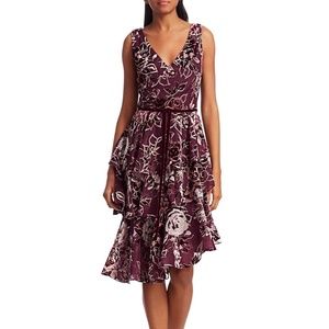 Marchesa Notte Floral Print A-Line Dress - Size 8